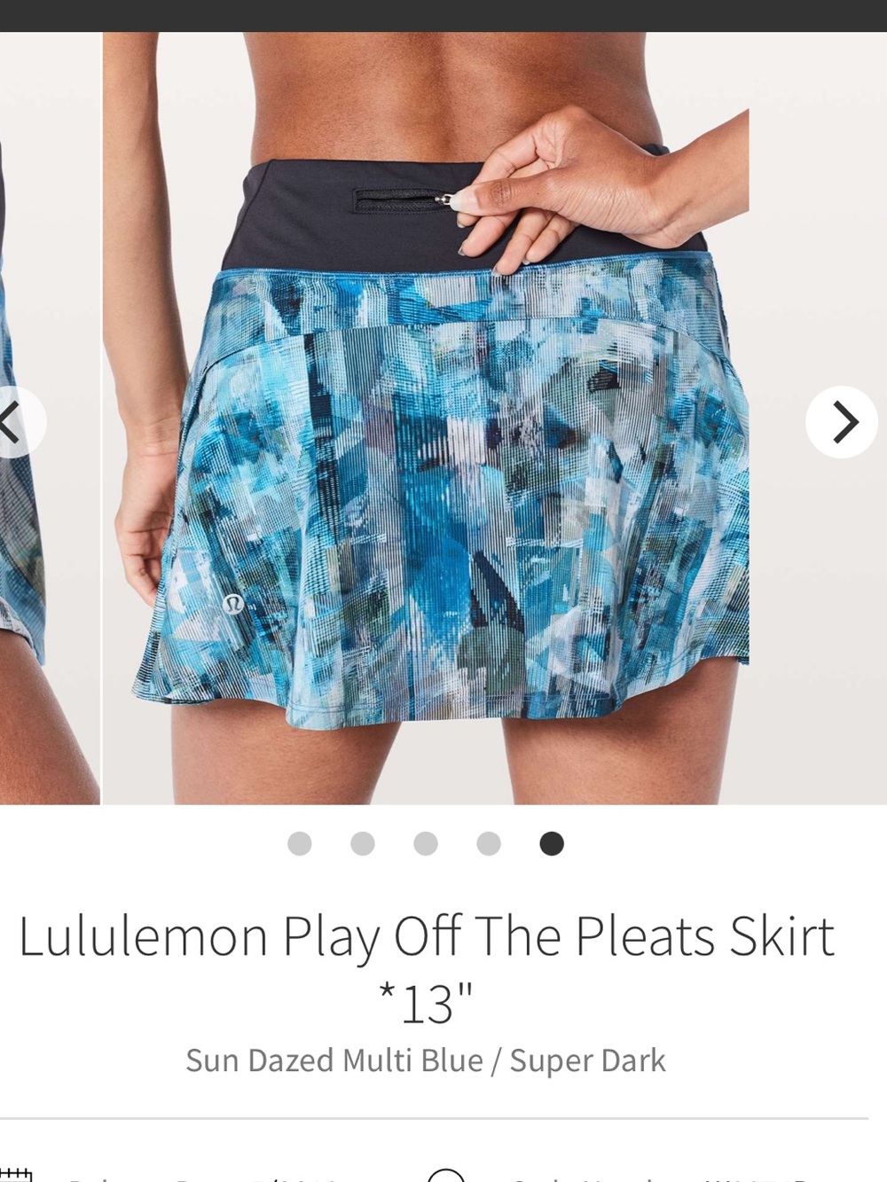 lululemon sz 10 Play Off the Pleats skirt Sun Dazed Multi Blue Super Dark tennis